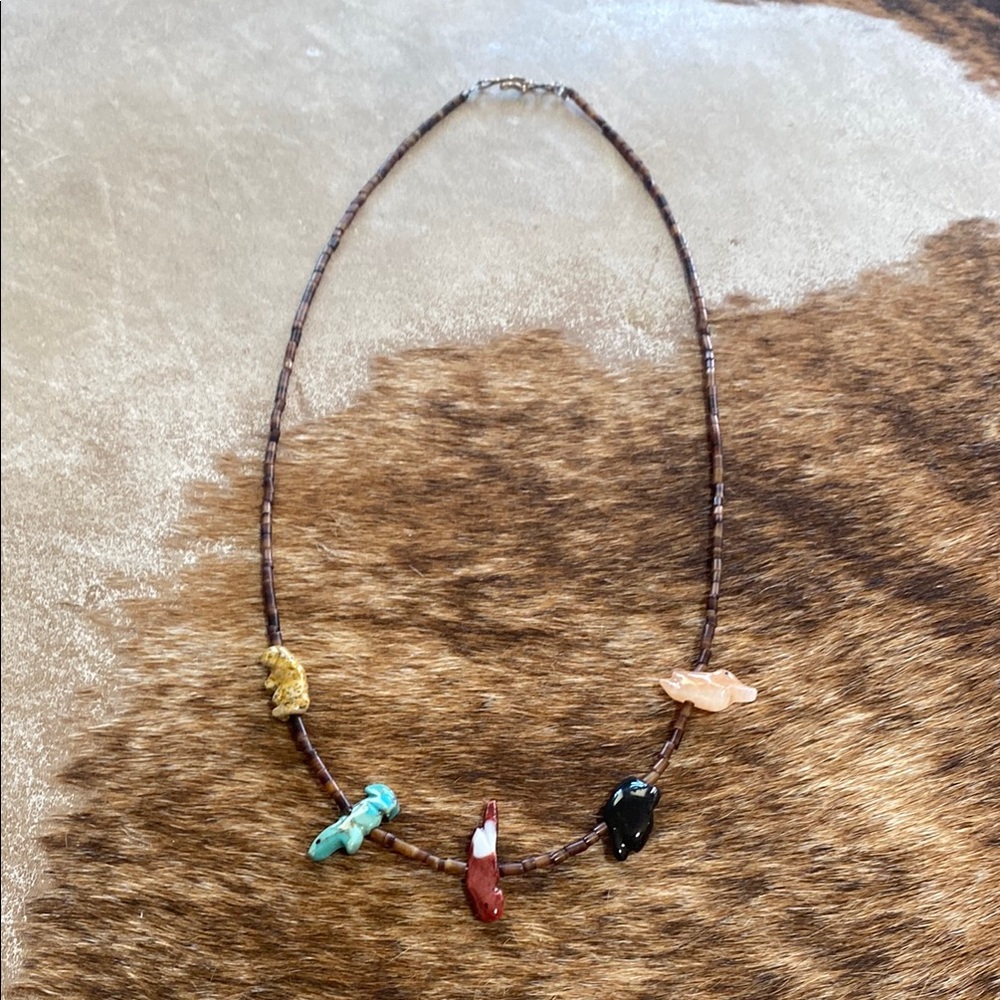 Brown and Yellow Minimalist Necklace with Delicate Chain